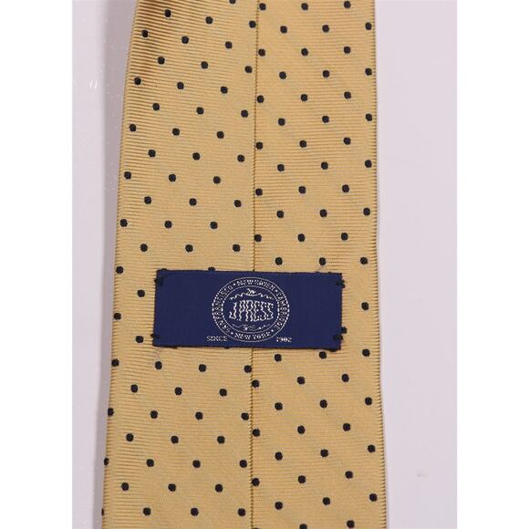 J. Press Gold Navy Blue Polka Dot Twill Silk Slim Necktie Tie Made in Japan - Picture 5 of 7
